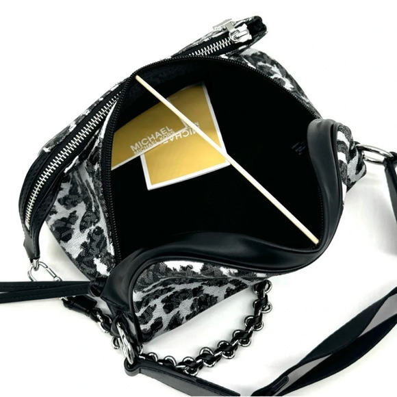 Michael Kors Medium Slater Sling Pack Chain Messenger Crossbody Bag Black Multi - Picture 5 of 9